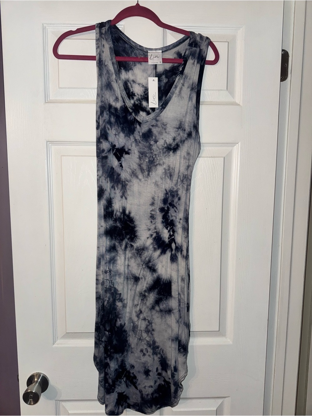 Olivia Rae Black & White Tie-Dye Tank Maxi